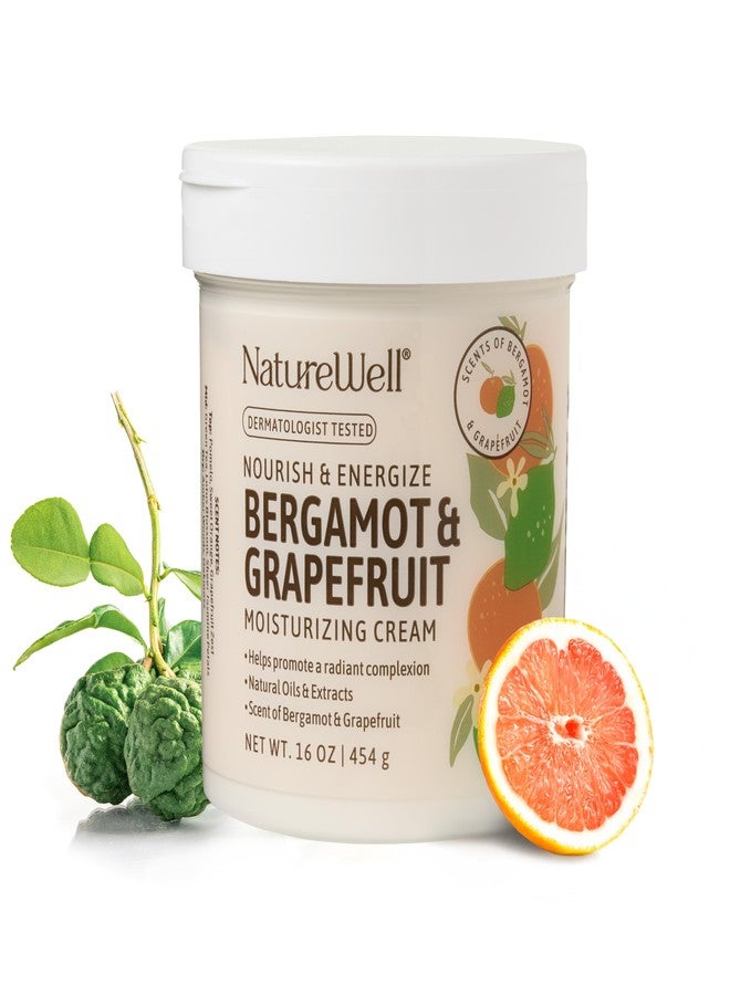 NATURE WELL Bergamot & Grapefruit Nourish & Energize Moisturizing Body Cream for Dry Skin, Infused with Natural Oils & Extracts, Non-Greasy, Lightweight, Helps Promote a Radiant Complexion, 16 Oz - Image 1